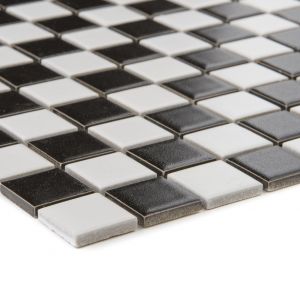 mozaika gres matowa czarno-biała  szachownica
