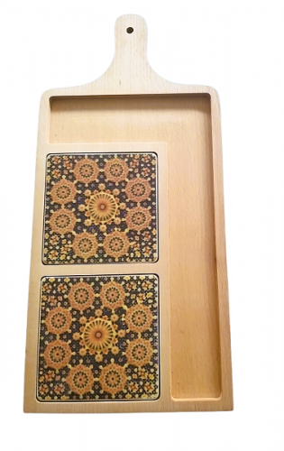 deska drewniana bukowa 42x20 z dekorcją ceramiczną 1